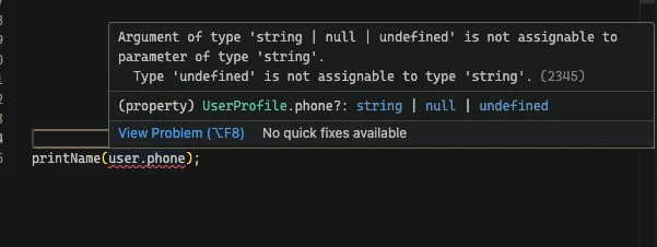 Before: Without non null assertion operator